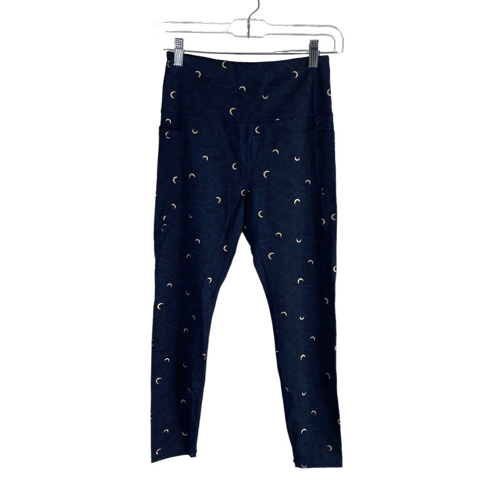 Zyia Navy Gold Moon Terrace Pocket Luxe Leggings 7/8 SZ 4 NEW NWT